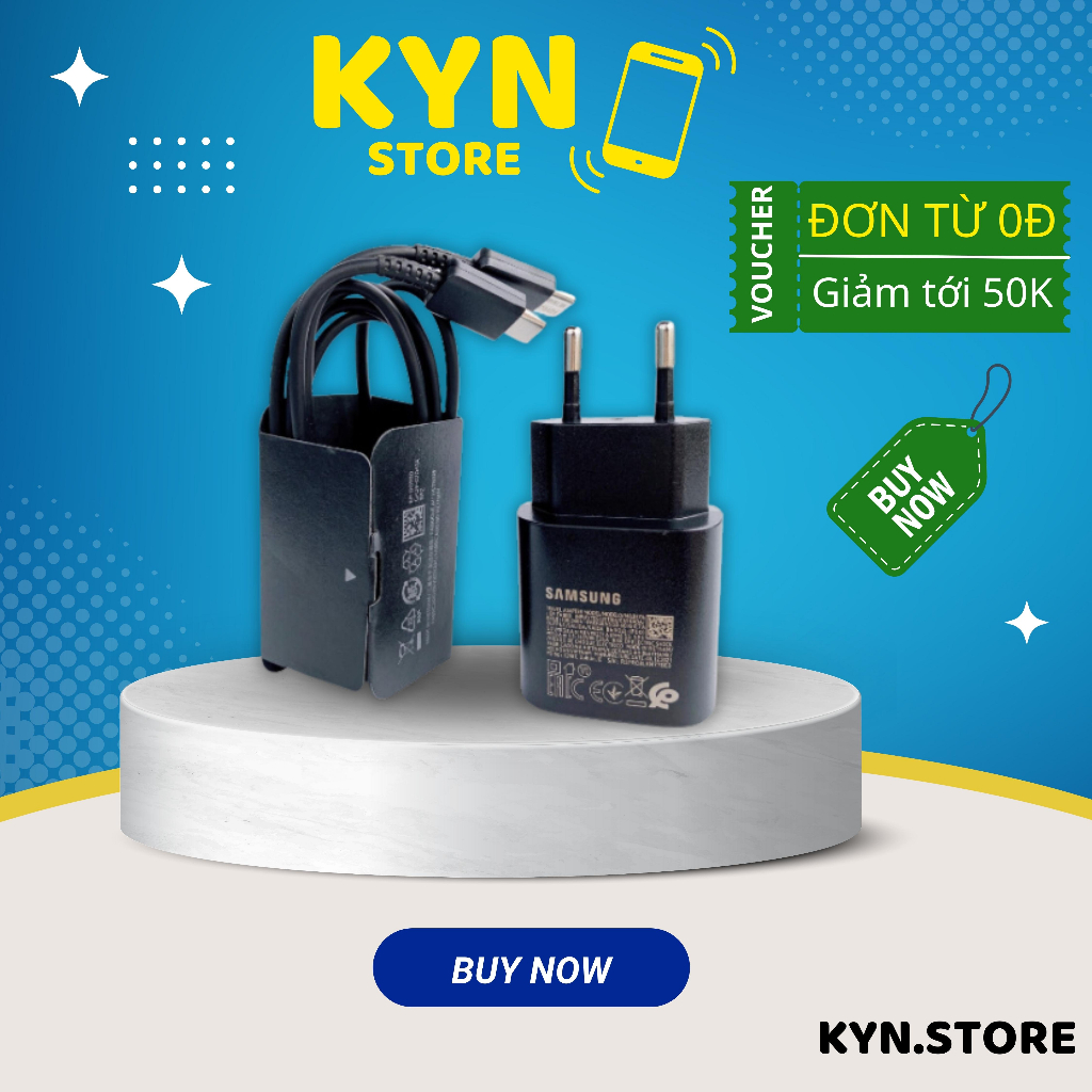 Bộ sạc nhanh Sam~sung 25w Chính hãng, hai đầu Type C To Type C tương thích với tất cả các dòng máy Android - KYN STORE