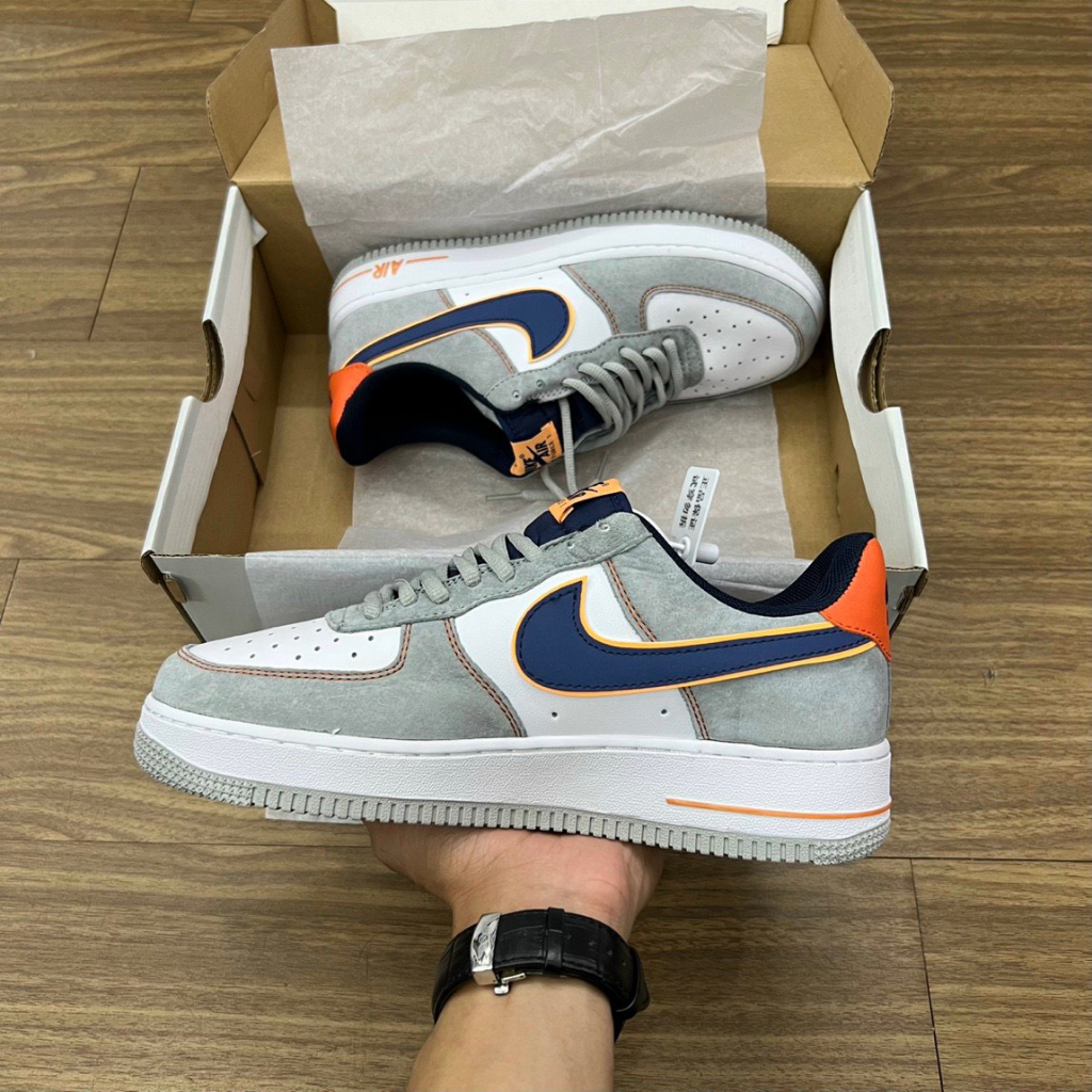 Giày AF1 gót cam da lộn, Giày thể thao Air Force 1 xám xanh da lộn. siêu đẹp size 36-43  - ảnh thật