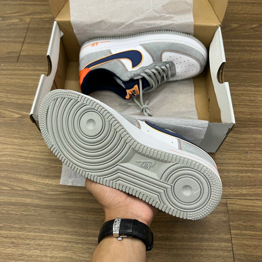 Giày AF1 gót cam da lộn, Giày thể thao Air Force 1 xám xanh da lộn. siêu đẹp size 36-43  - ảnh thật