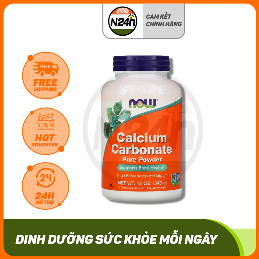 NOW CALCIUM CARBONATE POWDER 600MG 340GRAM Hỗ Trợ Xương Chắc Khỏe Bổ Sung Canxi