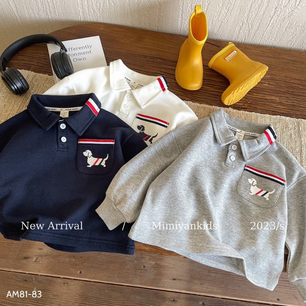 Áo polo dài tay cho bé trai , áo dài tay thu đông cho trẻ em MIMIYAN KIDS 11kg đến 34kg