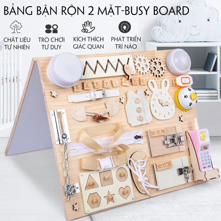 Bảng bận rộn,đồ chơi montessori kích thích trí tuệ cho bé,rèn luyện trí não giáo dục sớm cho trẻ