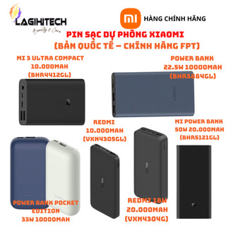 Pin Sạc Dự Phòng Xiaomi Mi 3 Ultra Compact /Power Bank 22.5W-33W / Redmi 18W / Mi 50W , Bản Quốc Tế , Chính Hãng FPT
