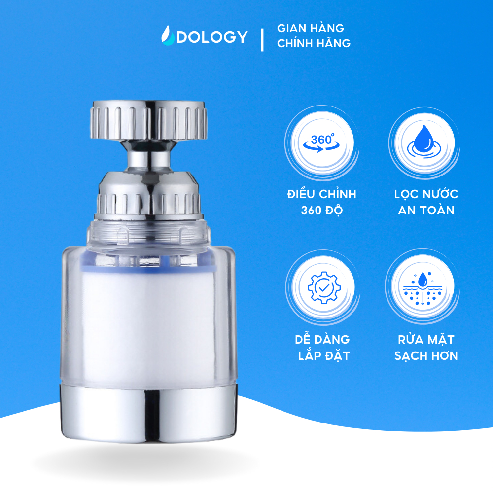 Bô lọc nước tại vòi tăng áp Dology, bộ lọc cặn bẩn nước tại vòi xoay 360 độ tiện lợi DL01