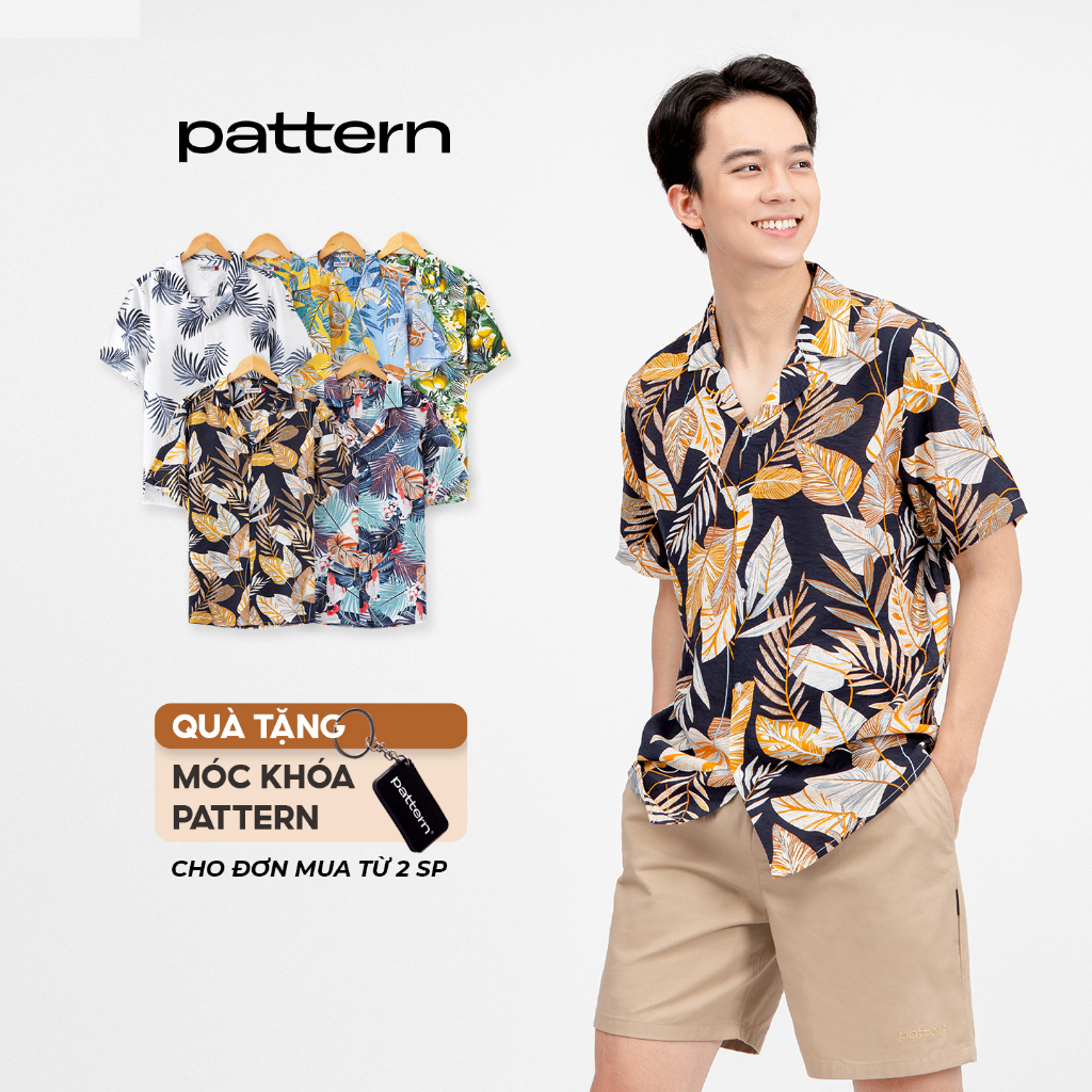 Áo sơ mi họa tiết PATTERN Cuban shirt hoa lá đi biển PA011