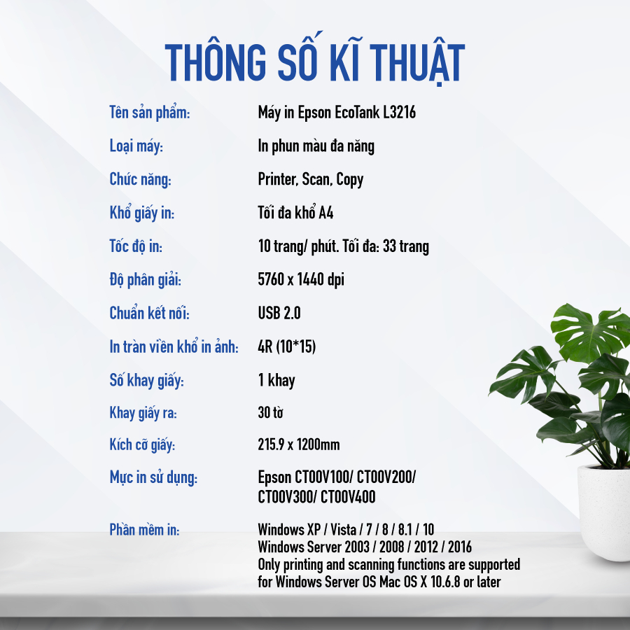 Máy In Phun Màu Epson L3216 Đa Chức Năng Tích Hợp Bình Mực Chống Tràn