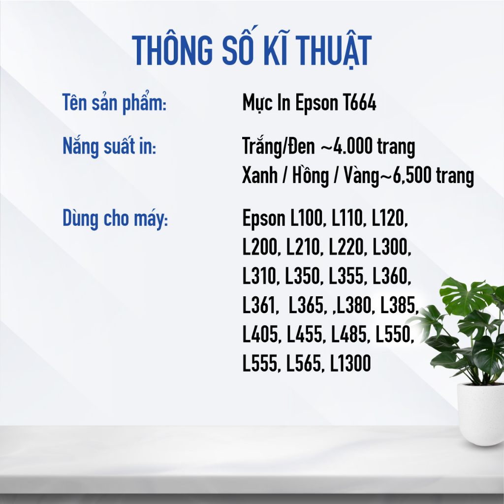 Mực Máy In Chính Hãng Epson T664 Dùng Cho Máy L310/L360/L1300/L120/L121/L1300... Giúp Chất Lượng Hình In Sống Động