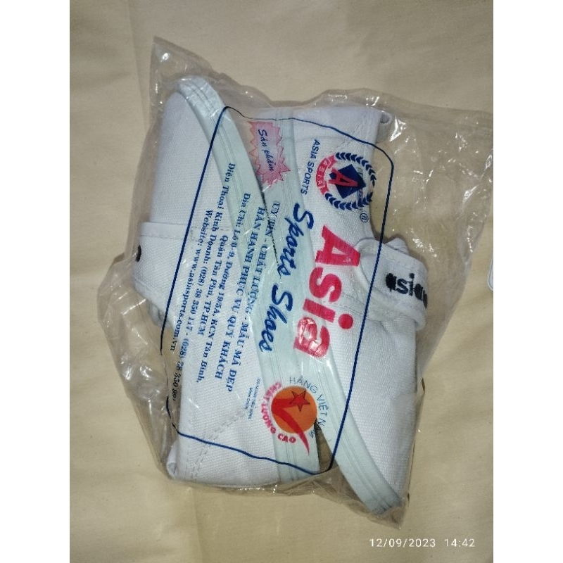 ASIA SPORTS | Giày thể dục vải trắng quay dán cho học sinh, người lớn