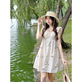 [RÁCH STORE] Đầm Hoa - 606 - Thắt Dây Bo Ngực - Tay Cánh Tiên