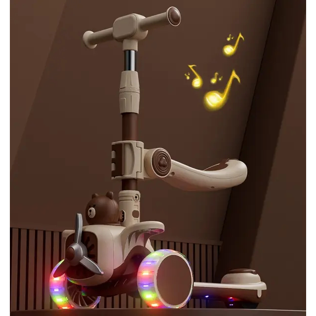 Xe Scooter hình Gấu đa năng 888 có đèn và nhạc cho bé từ 2 tuổi