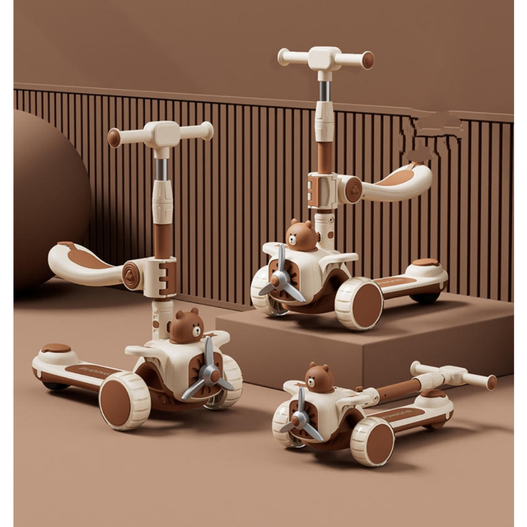 Xe Scooter hình Gấu đa năng 888 có đèn và nhạc cho bé từ 2 tuổi