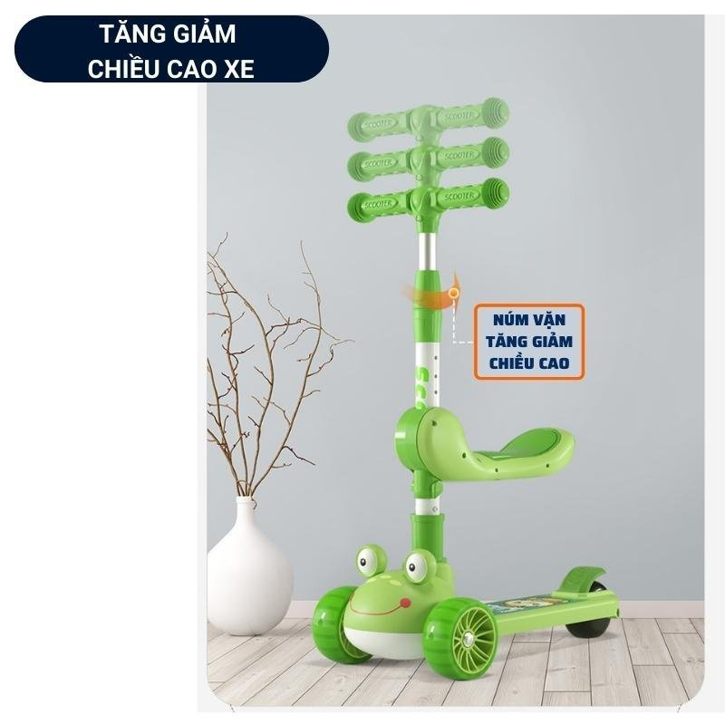 Xe trượt Scooter đa năng mẫu mới hình Ếch cao cấp trang bị nhạc và đèn