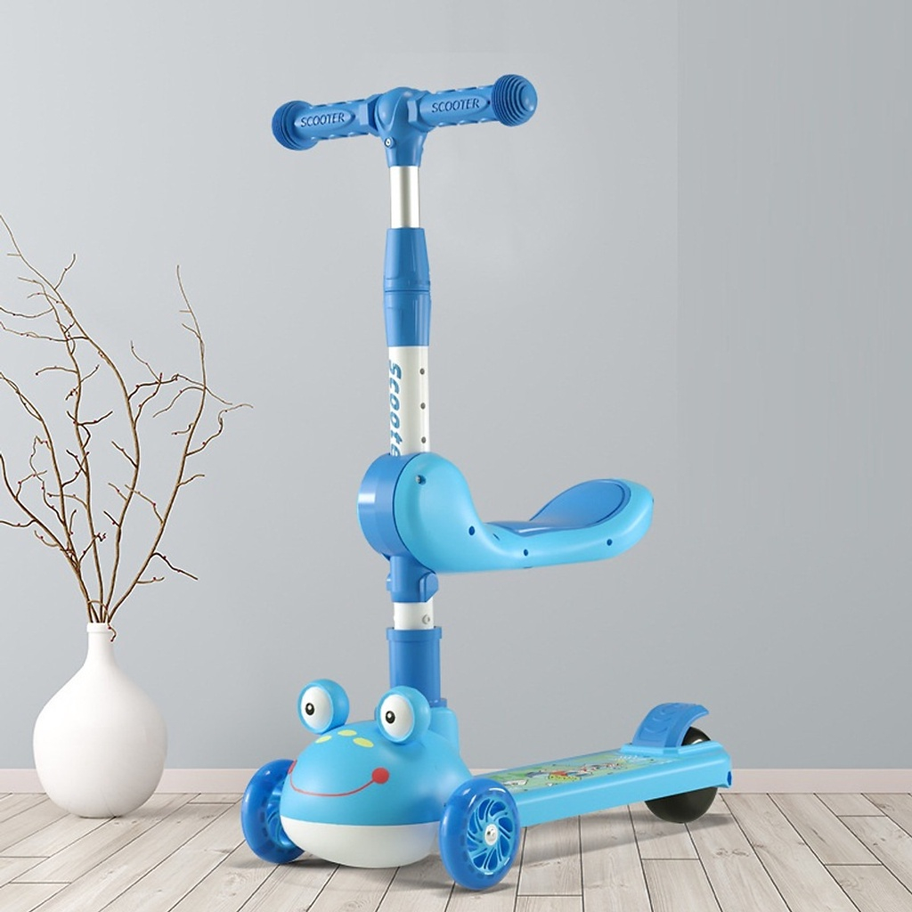 Xe trượt Scooter đa năng mẫu mới hình Ếch cao cấp trang bị nhạc và đèn