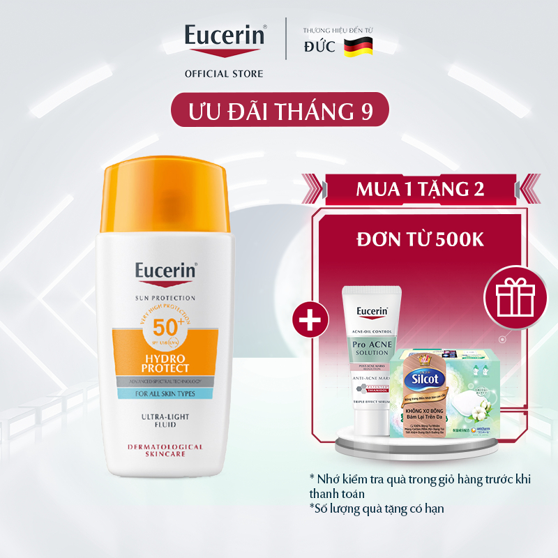 Kem chống nắng cho da nhạy cảm Eucerin Hydro Ultra Light SPF 50+ 50ml