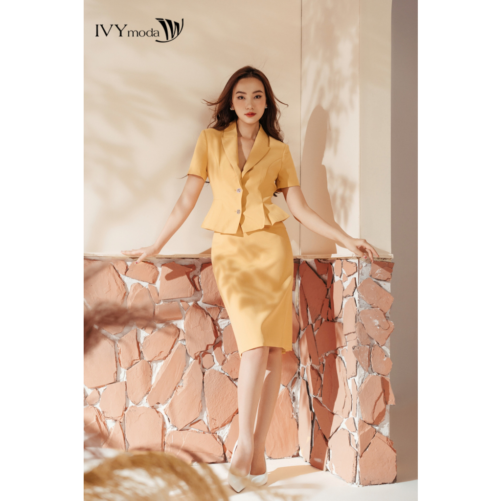 Set Áo Vest Peplum và Chân Váy Bút Chì nữ IVY moda MS 67M8453