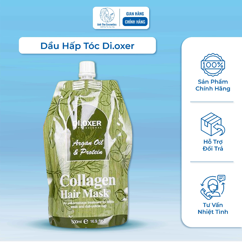 Kem Ủ, Dầu Hấp Tóc DI.OXER Collagen Phục Hồi Dưỡng Ẩm Cho Tóc Hư Tổn 500ml - Anh Thư Cosmetics