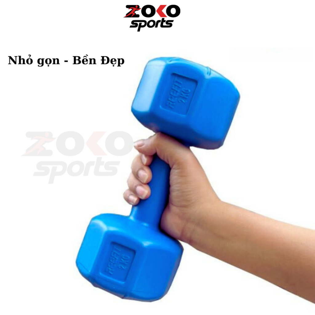 Tạ tay nhựa cao cấp 2kg LOẠI 1 siêu bền giá rẻ , tạ nhựa 2kg đã nhồi , có lõi thép bên trong chống gãy tạ - ZOKO SPORT