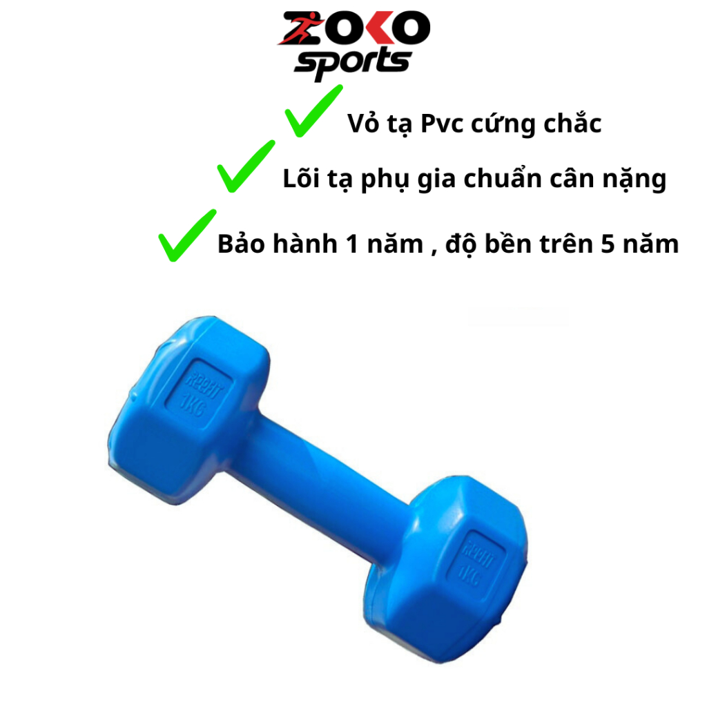 Tạ tay cho bé 1kg, 2kg, 3kg tập gym , tạ tập yoga tại nhà bọc nhựa ruột tạ có thanh thép chống gãy siêu bền - ZOKO SPORT
