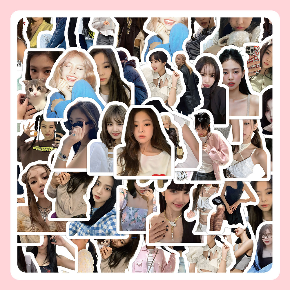 Set 100 sticker niêm phong biểu cảm đáng yêu nhóm nhạc Blackpink trang trí sổ tay, bình nước