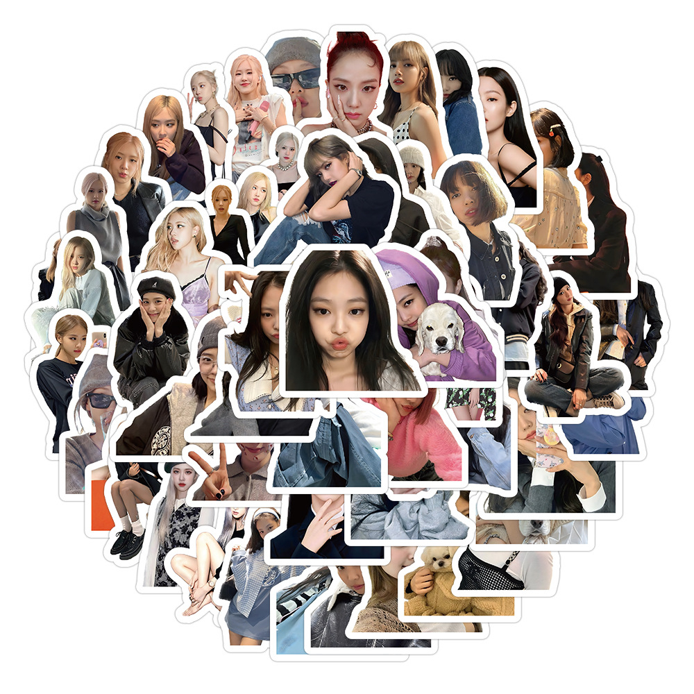 Set 100 sticker niêm phong biểu cảm đáng yêu nhóm nhạc Blackpink trang trí sổ tay, bình nước