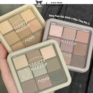Bảng Phấn Mắt NOVO 9 Màu Tông Nhũ Lì Trang Điểm Bền Màu Lâu Trôi KUROMI