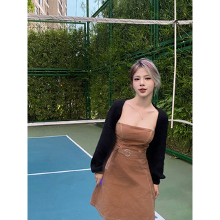 Đầm Kaki không dây dáng ôm xoè phong cách Châu Âu thời trang mùa hè quyến rũ | Klalien Dress | Secodee