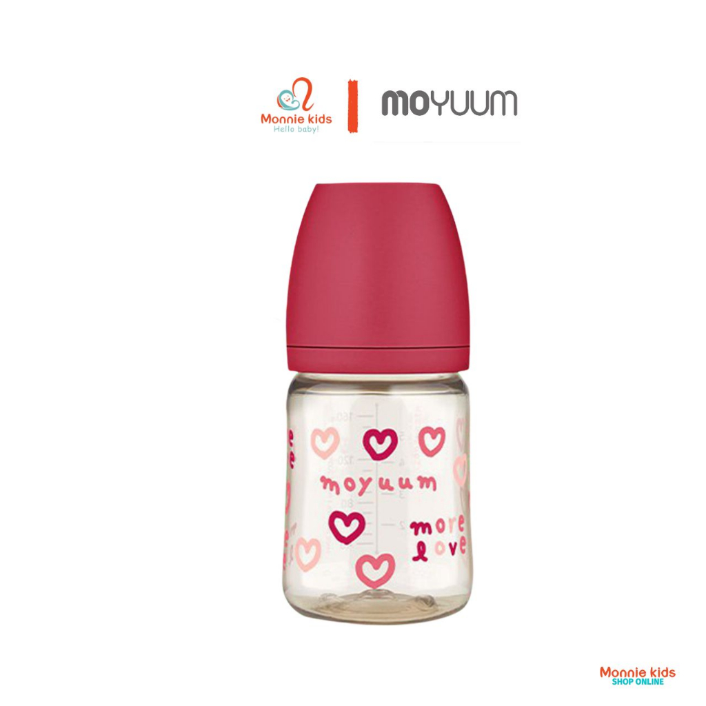 Bình sữa Moyuum cho bé PPSU phiên bản More Love 170ml 270ml, bình sữa trẻ em chịu nhiệt cao
