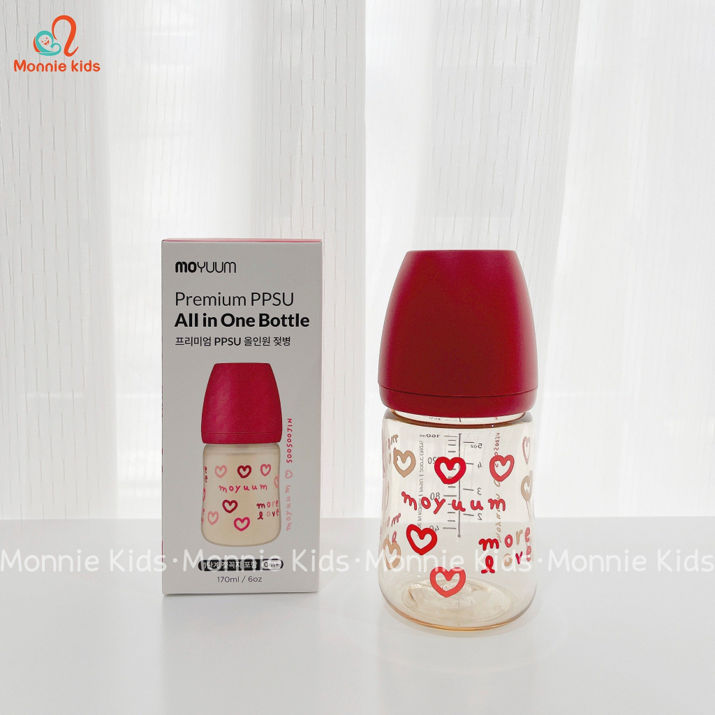Bình sữa Moyuum cho bé PPSU phiên bản More Love 170ml 270ml, bình sữa trẻ em chịu nhiệt cao