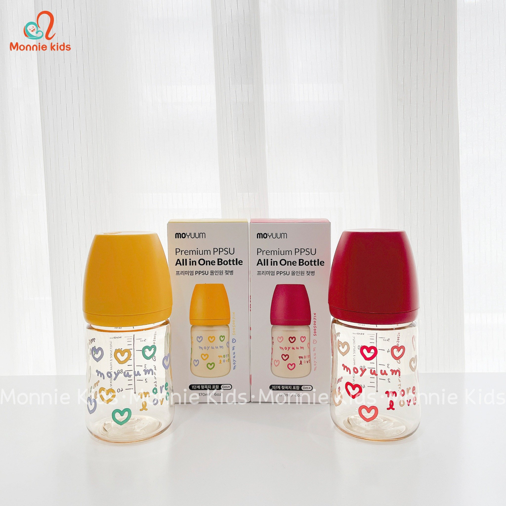 Bình sữa Moyuum cho bé PPSU phiên bản More Love 170ml 270ml, bình sữa trẻ em chịu nhiệt cao