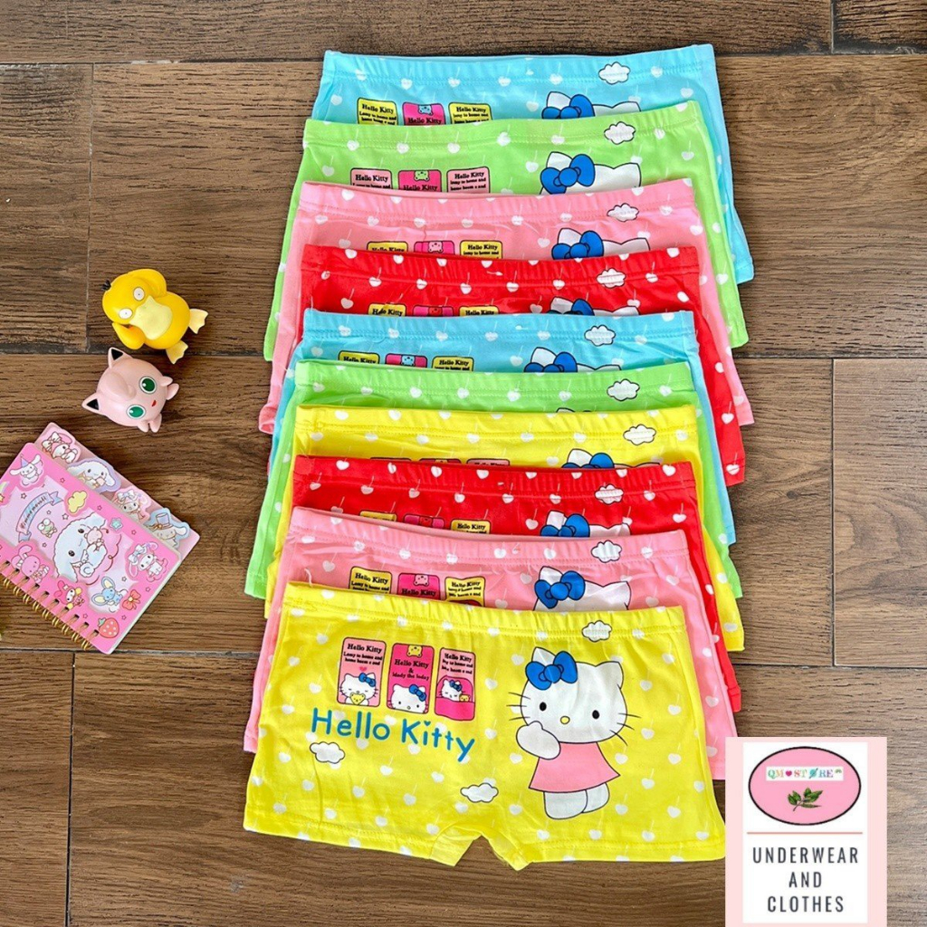 Set 5 quần đùi chip Thái Lan cho bé gái với họa tiết Hello Kitty dễ thương(8-30kg), chất liệu cotton co dãn