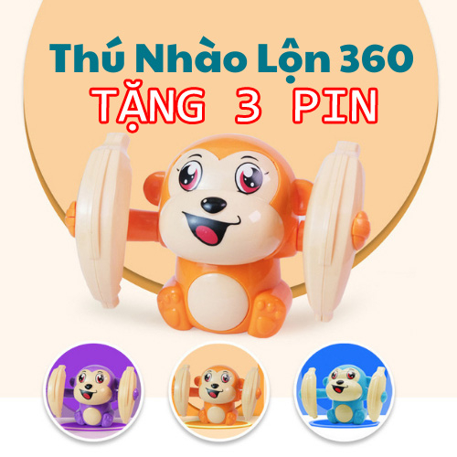 Đồ Chơi Con Khỉ Nhào Lộn Xoay 360 Độ Có Nhạc và Đèn Kèm 3 Pin Cho Bé Bộ quà tặng Bé trai Bé gái Nhiều màu