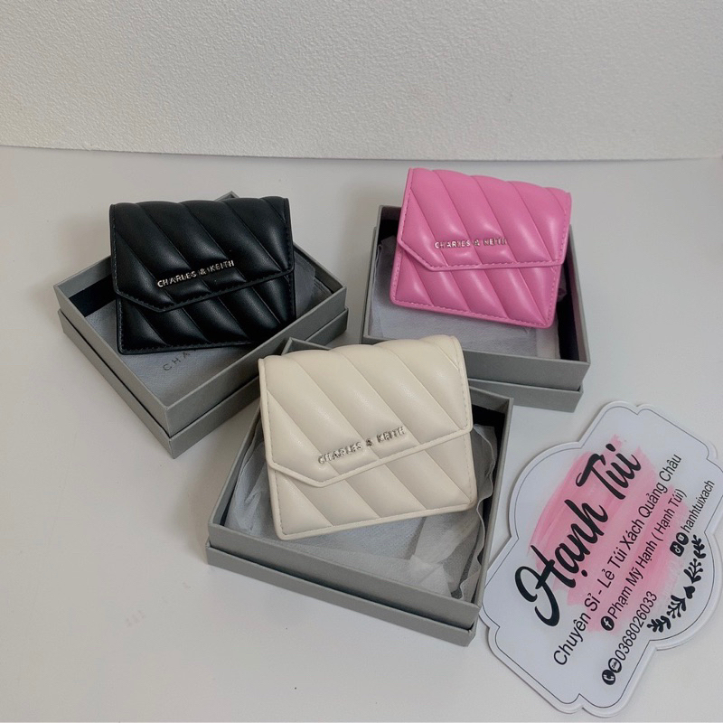 Ví Ck mini vân chéo kèm dây xích FULLBOX