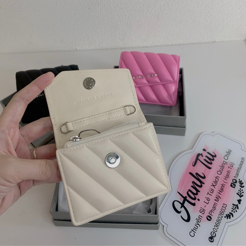 Ví Ck mini vân chéo kèm dây xích FULLBOX