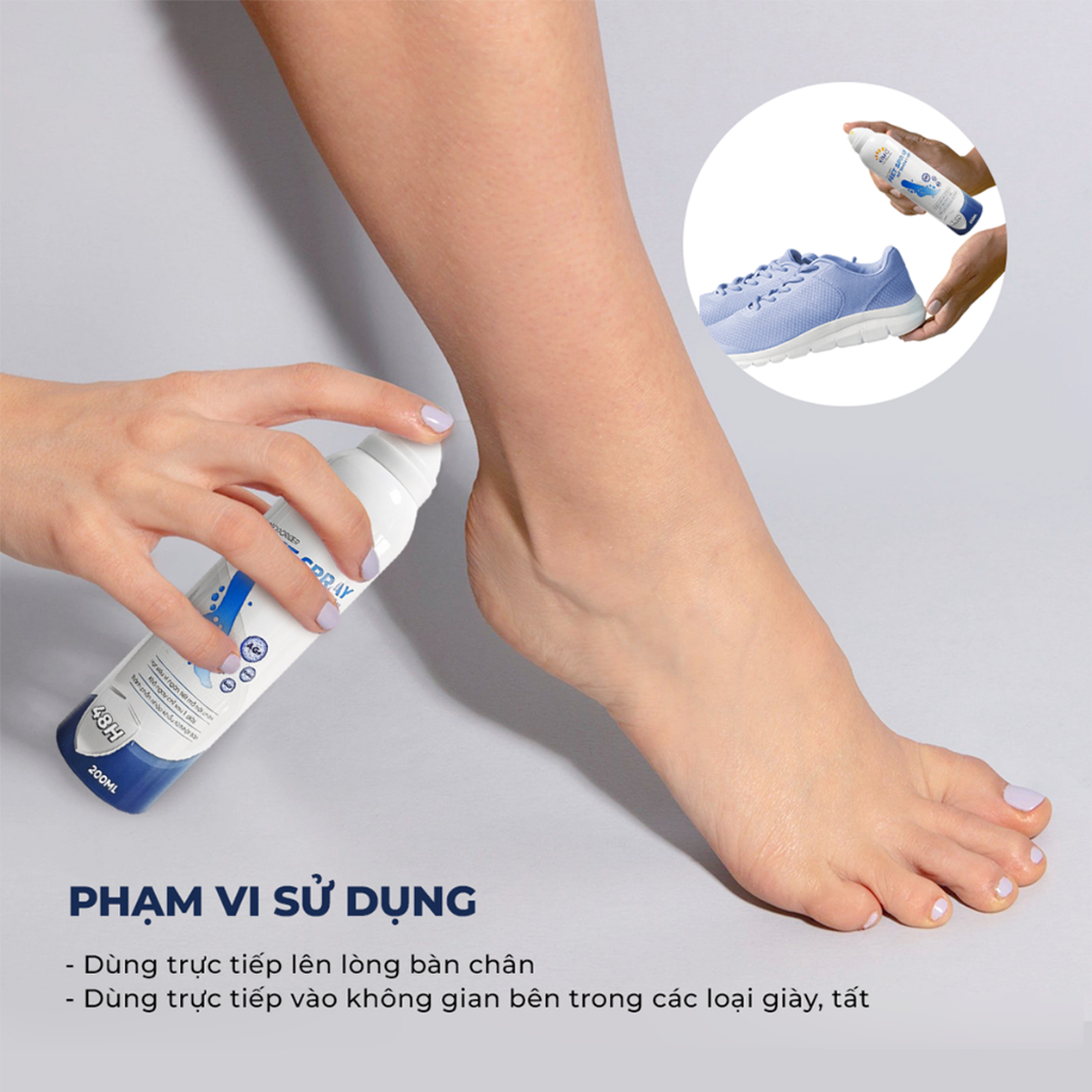 Xịt thơm chân Ximo Feet Spray 200ml giúp khử mùi hôi chân và khử mùi giày ngăn tiết mồ hôi và vi khuẩn gây mùi