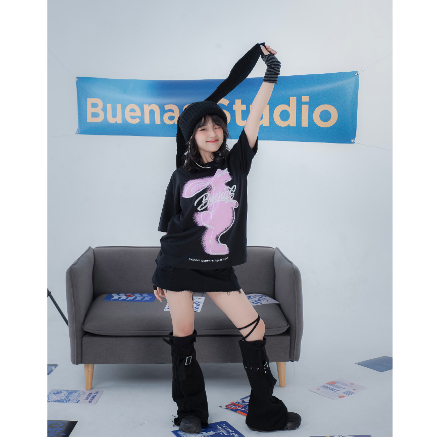 Áo thun local brand oversize unisex hình in charm chữ nổi BUENAS - BRT03