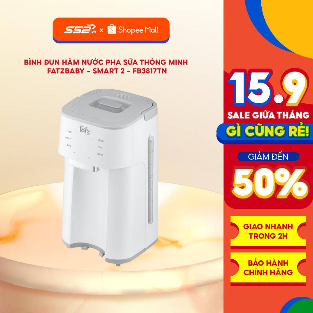 Bình Đun Hâm Nước Pha Sữa Thông Minh FATZBABY - SMART 2 - FB3817TN - Hàng Chính Hãng