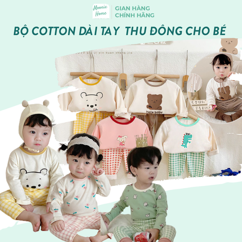 Bộ Dài Tay Thu Đông Dễ Thương Cao Cấp nỉ Cotton Dày Dặn Cho Bé Trai/ Bé Gái BN-13