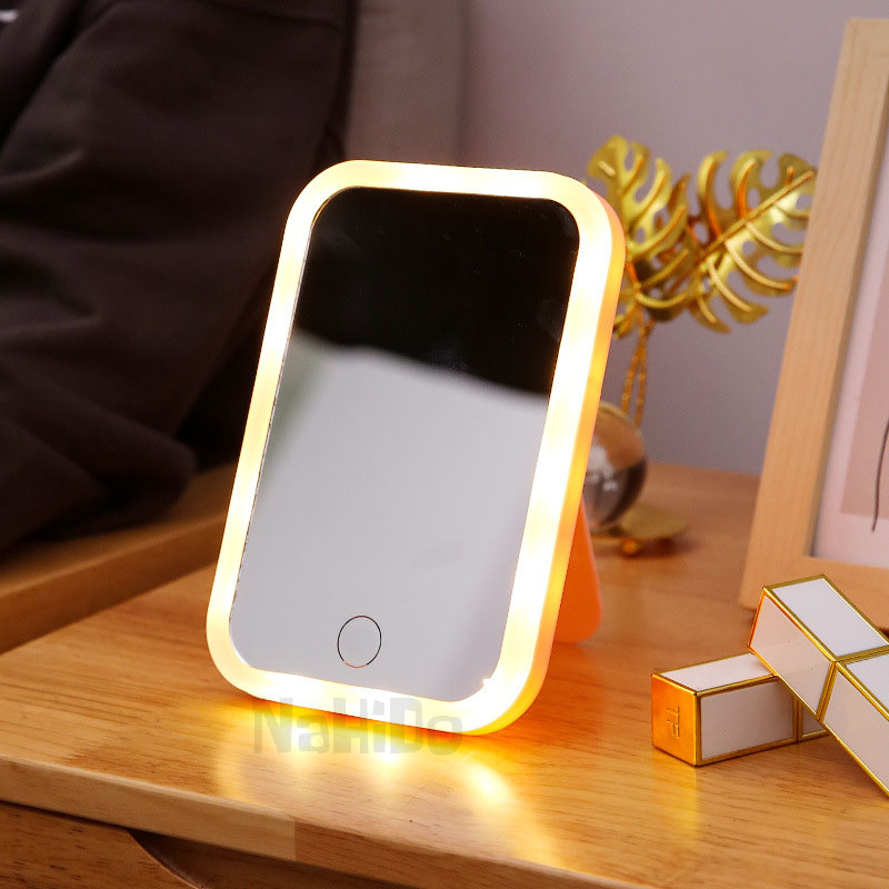 Gương Để Bàn Trang Điểm, Gương Trang Điểm Đèn Led, Gương Tròn Cảm Ứng 3 Chế Độ Ánh Sáng