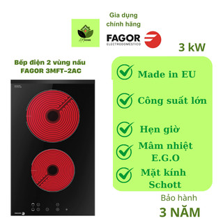 Bếp hồng ngoại/ Bếp điện 2 vùng nấu Domino FAGOR 3MFT-2AC