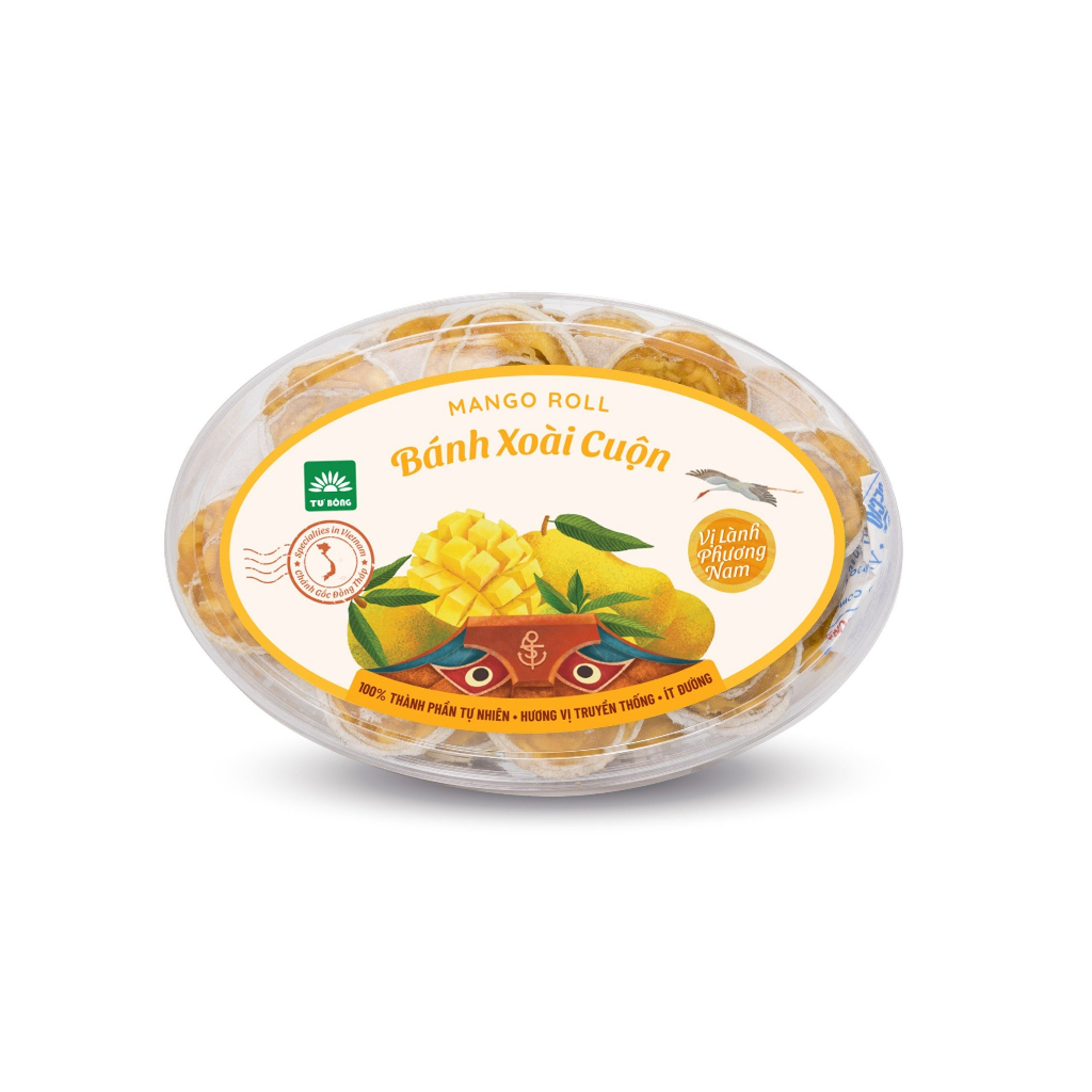 Bánh xoài cuộn Tư Bông hộp 200g - thơm ngon, chua ngọt hấp dẫn chánh gốc Đồng Tháp