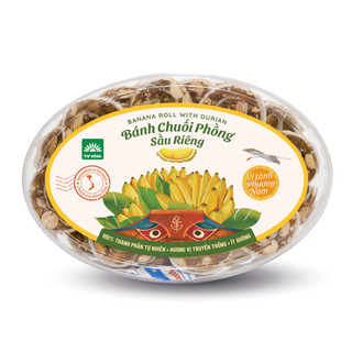 Bánh chuối phồng sầu riêng TƯ BÔNG hộp 200g - món ăn vặt siêu béo siêu thơm và ít ngọt từ Đồng Tháp