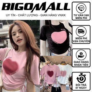 Áo Croptop dây rút 2 bên hông Romantic trái tim đỏ cá tính BIGOMALL