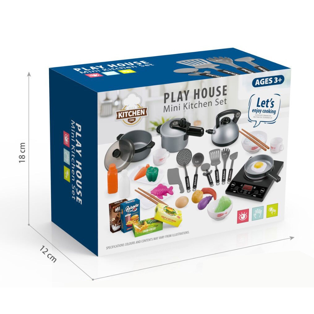 Bộ đồ chơi nấu ăn Playhouse 36chi tiết, bếp có đèn đồ chơi cho bé, đồ chơi nấu ăn cho bé