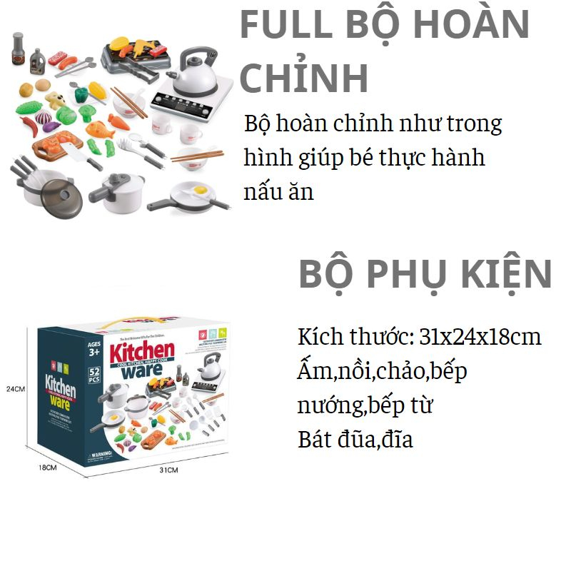 Bộ đồ chơi nấu ăn Playhouse 36chi tiết, bếp có đèn đồ chơi cho bé, đồ chơi nấu ăn cho bé