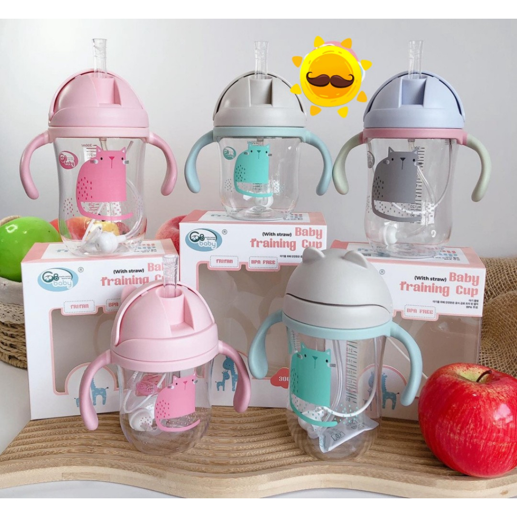 Bình tập uống nước cho bé có ống hút chống sặc Tritan cao cấp GB-Baby