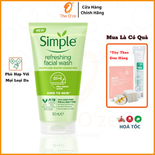 Sữa Rửa Mặt Simple Dạng Gel Phù Hợp Với Mọi Loại Da - SRM Simple Chính Hãng Kind To Skin Refreshing Facial Wash 150ml