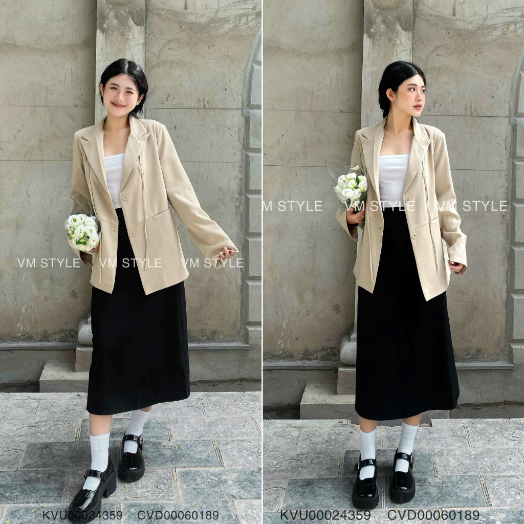 Chân váy dài nữ VMSTYLE form chữ A trơn xòe basic thanh lịch 17365 - CVD00060