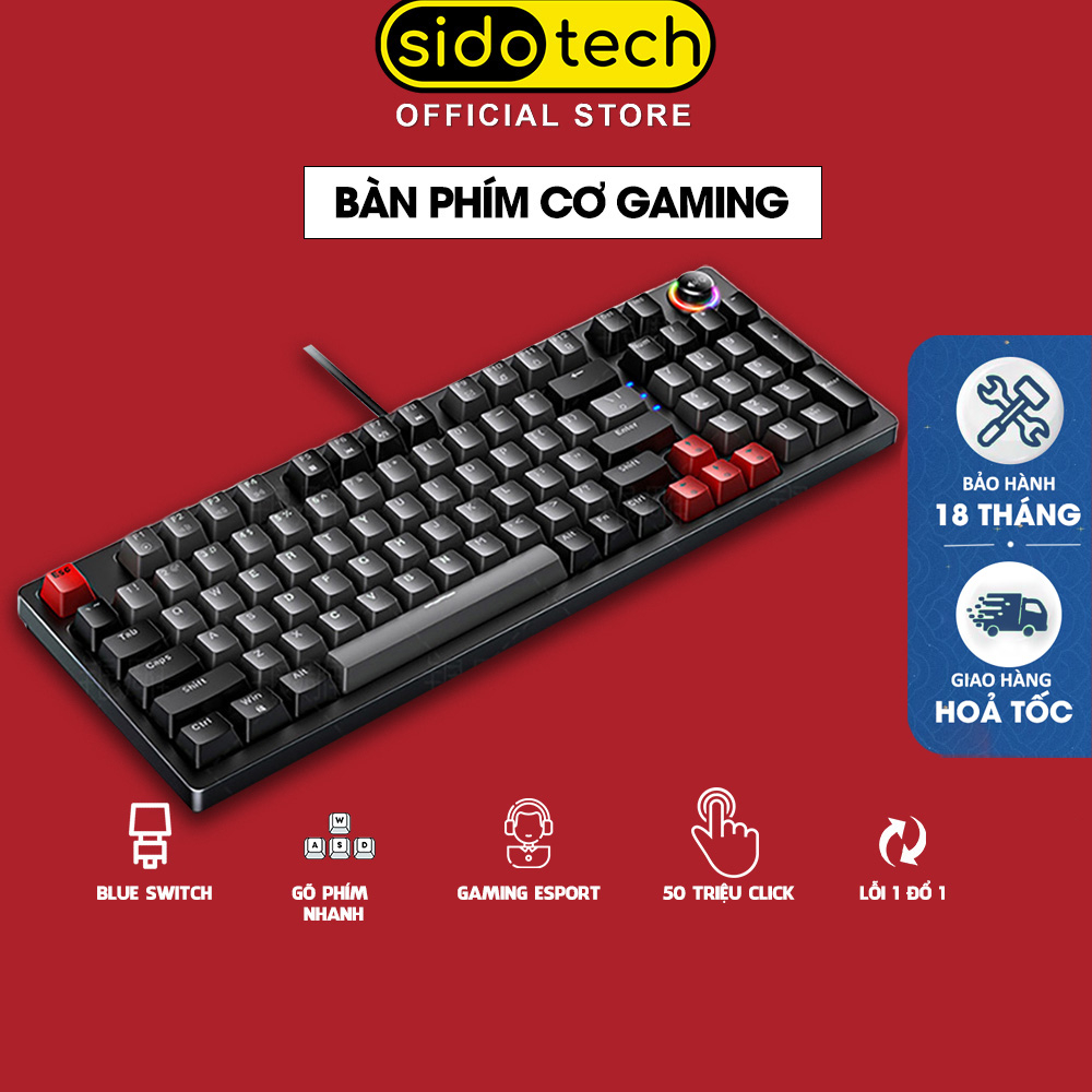 Bàn phím cơ gaming SIDOTECH K700 thiết kế 96 phím blue switch trang bị núm xoay chỉnh LED RGB cho máy tính laptop pc