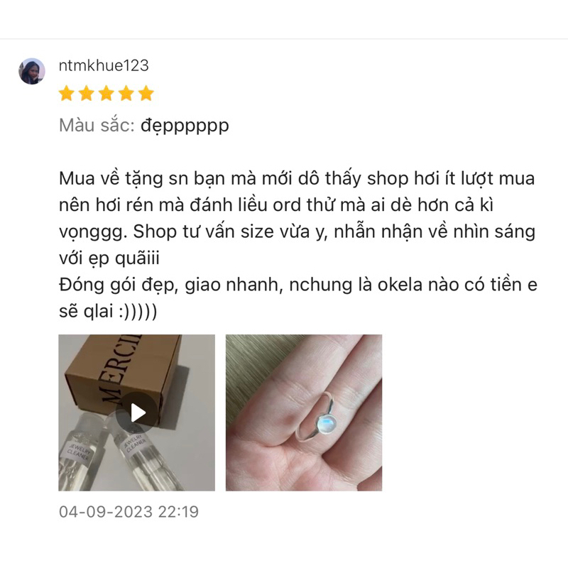 Nhẫn Nữ Bạc 925 Đá Mặt Trăng Đơn Giản Moonstone Ring Mercie Jewelry