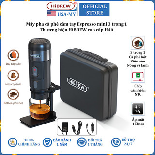 Máy pha cà phê viên nén cầm tay Espresso thương hiệu HiBREW H4A thích hợp dùng viên Nespresso, Dolce Gusto, cà phê bột